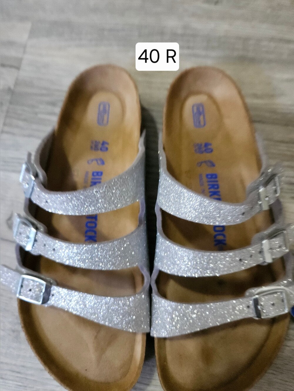 Birkenstock Florida Shiny Silver Glitter Birkoflor 40 R